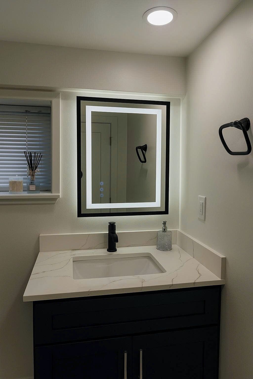 Shower, hair dryer, soap, toilet paper