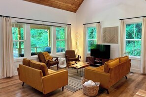 TV, fireplace, table football