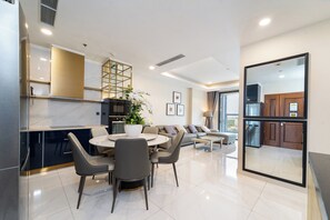 Superior Apartment, 2 Bedrooms, Balcony, City View | Living area - The Rixx Madison Tower With Pool and Gym (Ben nghe quan mot)