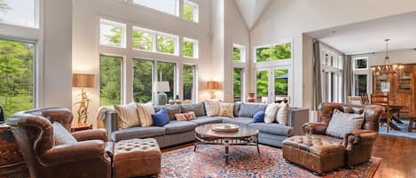 TV, caminetto, libri