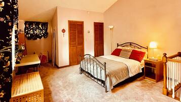 1 bedroom, desk, iron/ironing board, travel cot