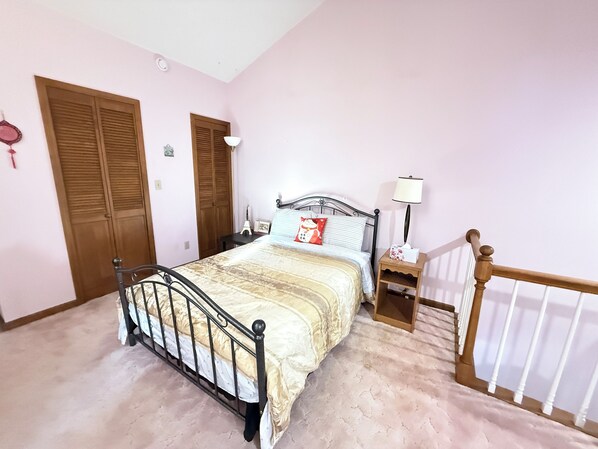 1 bedroom, desk, iron/ironing board, travel cot