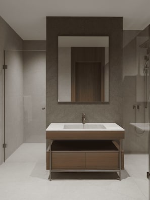 Deluxe Double Room | Bathroom | Shower, hair dryer, slippers, towels