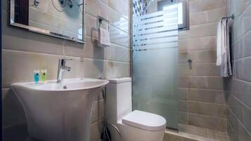 Regadera, bidet, toallas