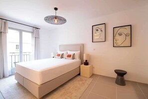 1 bedroom, desk, iron/ironing board, travel cot