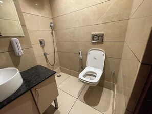 Shower, free toiletries, hair dryer, soap