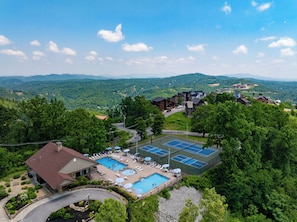 Exterior - Sleeps 24 | 2 Homes, Hot Tub, Sauna, Movie Theater, Firepit, Pool, Tennis Courts (Gatlinburg)