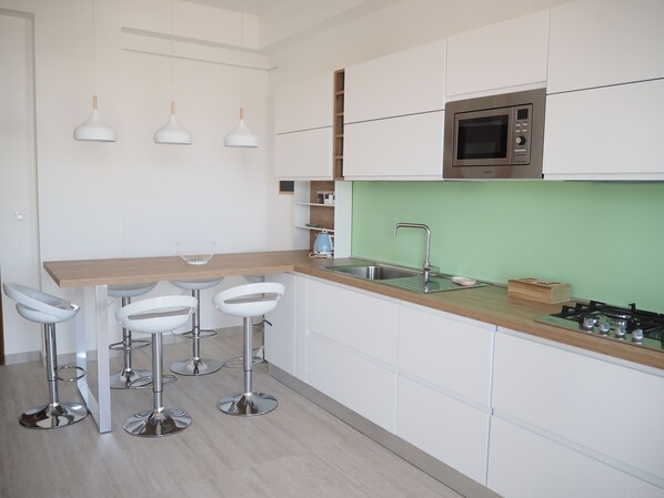 Fridge, microwave, stovetop, dishwasher