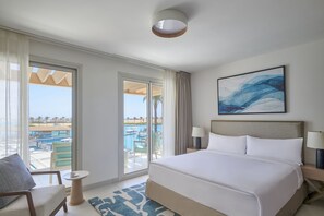 Deluxe Three Bedroom Suite Marina View | In-room safe, desk, blackout drapes, iron/ironing board - Marassi Boutique Hotel-Vela Suites (El Alamein)
