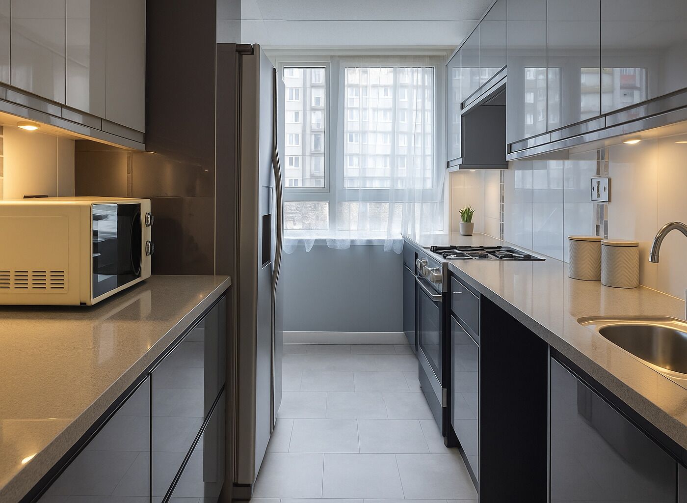 Basic Apartment | Private kitchen | Fridge, microwave, oven, stovetop
