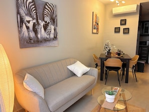 Comfort Apartment, 1 Bedroom, Kitchen, City View | Living room | Flat-screen TV