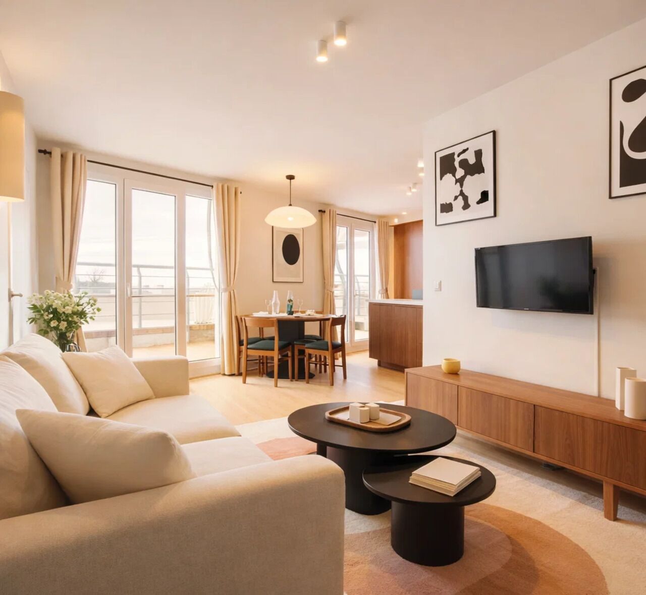 Deluxe-Penthouse, Stadtblick | Wohnbereich | Smart-TV