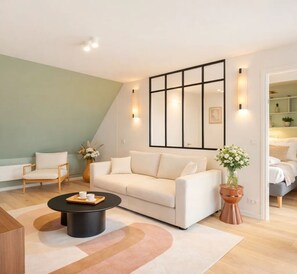 Cobertura luxo, vista para a cidade | Área de estar | Smart TV