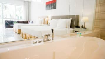 Bella Garden View | Bathroom | Separate tub and shower, hair dryer, towels, soap