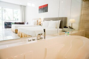 Bella Garden View | Bathroom | Hair dryer, towels, soap, shampoo