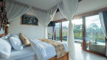 Deluxe Villa, Balcony, Pool View | In-room safe, desk, laptop workspace, iron/ironing board