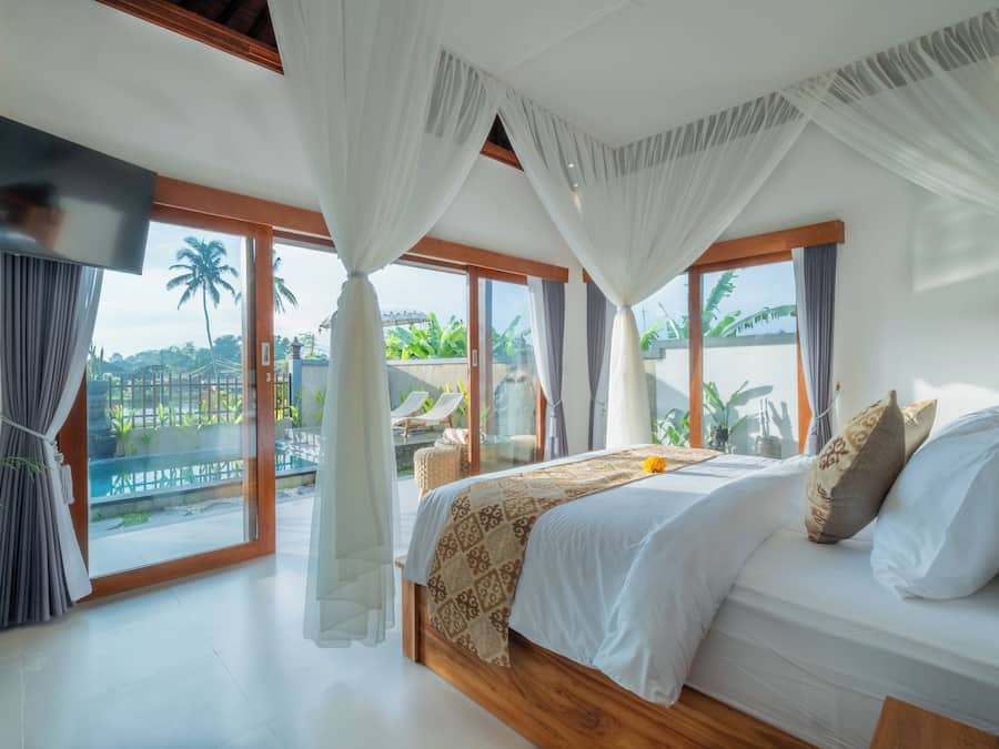 Deluxe Villa, Balcony, Pool View | In-room safe, desk, laptop workspace, iron/ironing board
