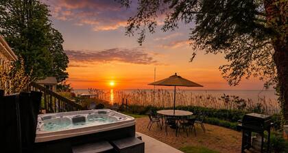 Lake Erie Beachfront Retreat - 8 BR + Private Beach & Hot tub!