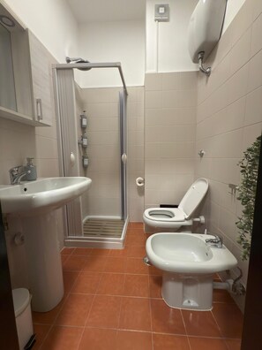 Suihku, hiustenkuivaaja, bidee, pyyhkeet