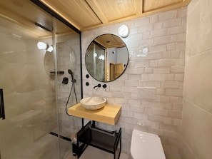 Estudio Deluxe, 1 cama Queen size, para no fumadores, baño privado | Baño | Regadera, secadora de cabello, toallas, jabón