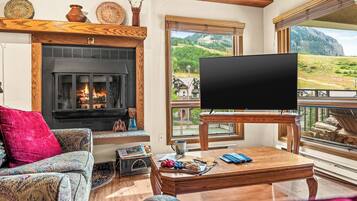 Fernseher, Kamin, DVD-Player, Arbeitsbereiche
