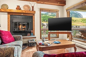 TV, fireplace, DVD player, offices