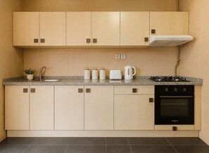 Apartment | Private kitchen | Fridge, microwave, oven, stovetop