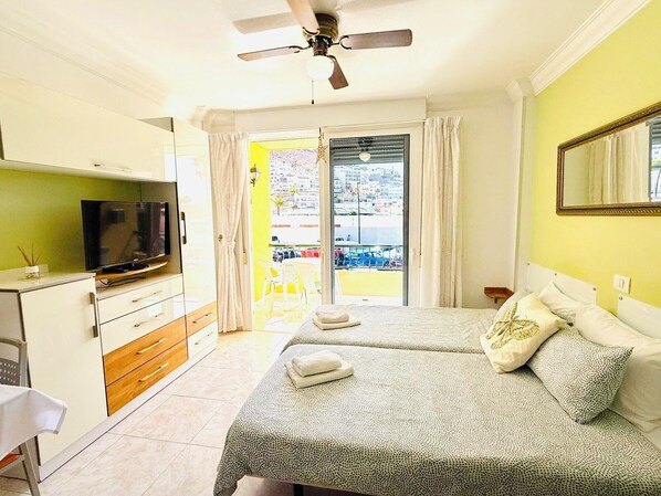 1 bedroom, iron/ironing board, bed sheets