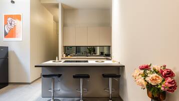 Fridge, microwave, oven, dishwasher