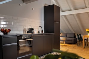 Deluxe Apartment, 1 King Bed with Sofa bed, Mountain View, Mountainside | Private kitchen | Coffee/tea maker, electric kettle