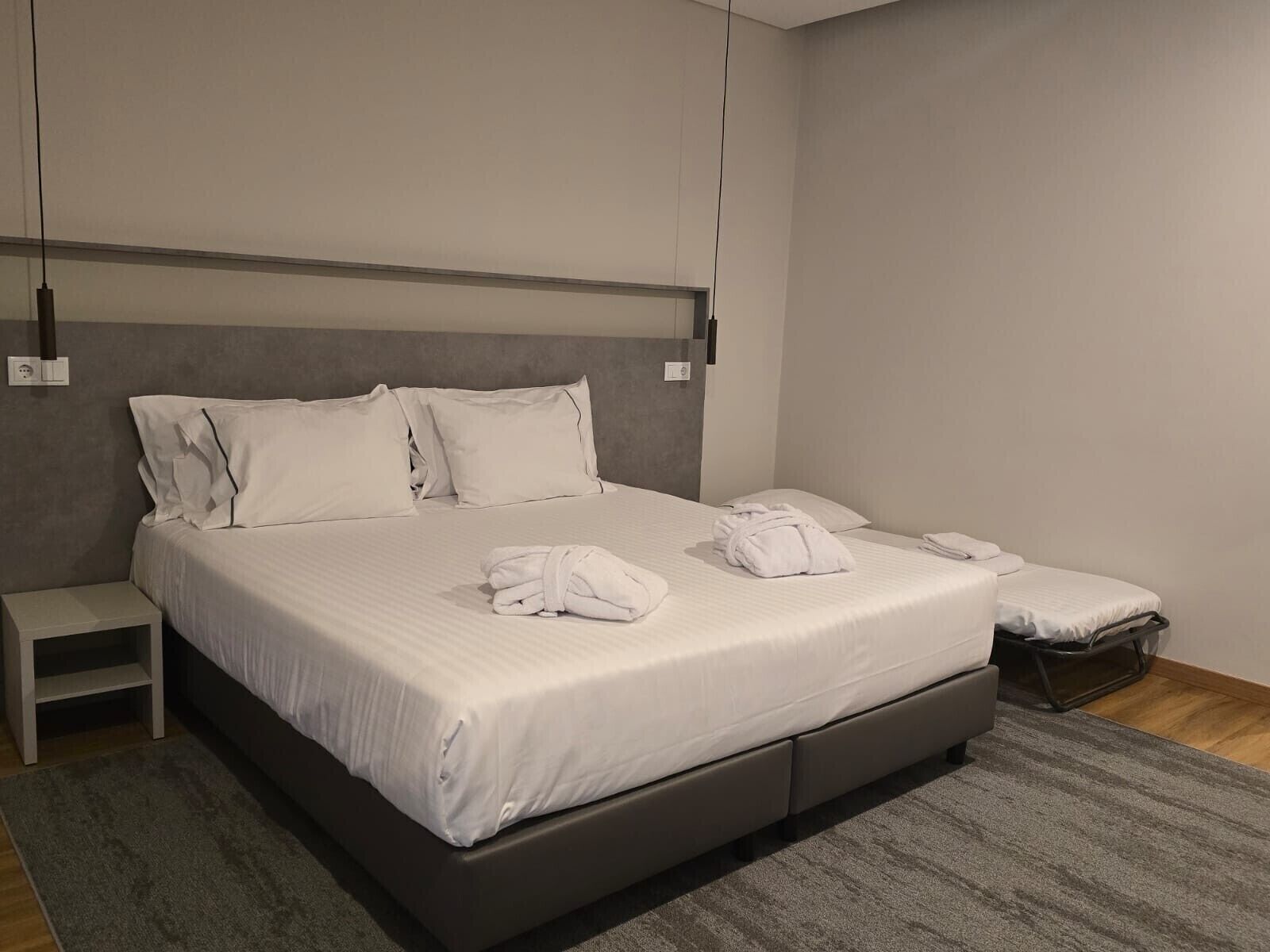 Minibar, escritorio, espacio para trabajar con laptop y insonorización 