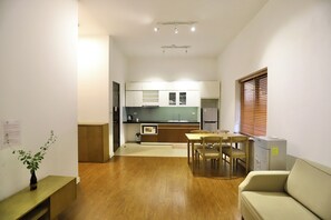 Deluxe Apartment, 1 Bedroom, City View | Private kitchen | Mini-fridge, stovetop