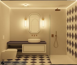 Camera Executive con letto matrimoniale o 2 letti singoli, balcone, vista città | Bagno | Asciugacapelli, pantofole, asciugamani, sapone