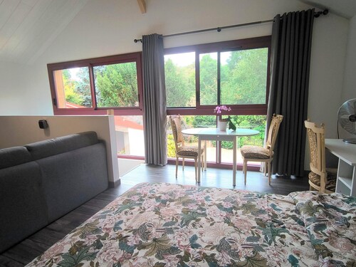 Very pleasant, quiet, bright, spacious studio set in a lovely wooded garden