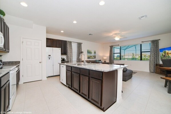 Fridge, microwave, oven, dishwasher
