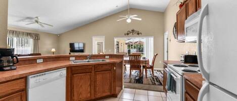 Fridge, microwave, oven, dishwasher