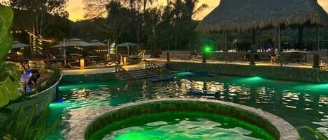 11 outdoor pools, pool umbrellas