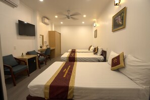 Premium bedding, desk, free WiFi, bed sheets