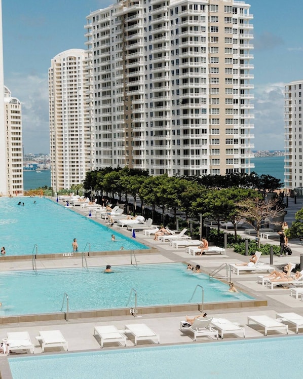 Indoor pool, outdoor pool, free cabanas, sun loungers