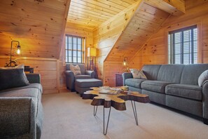 Smart TV, fireplace, DVD player, books