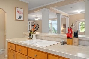 Fridge, microwave, oven, dishwasher