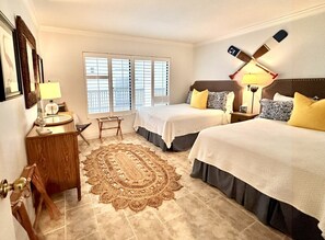 2 bedrooms, desk, iron/ironing board, travel crib