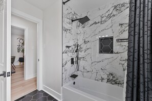 Hair dryer, towels, toilet paper