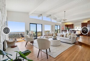 Smart TV, fireplace, books, printers