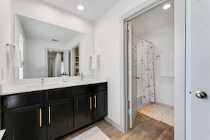Bidet, towels, soap, toilet paper