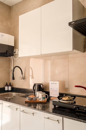 Electric kettle, toaster, dining tables