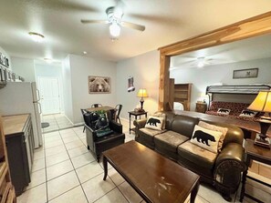 Living area - Wasser Lodge #102 | Sleeps 5 | Comal Riverfront (New Braunfels)