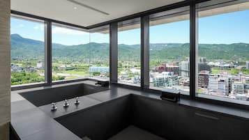 Premium Room, 1 King Bed | Bathroom | Separate tub and shower, spring water tub, rainfall showerhead