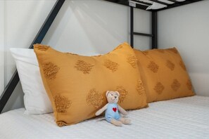 1 bedroom, desk, iron/ironing board, travel cot