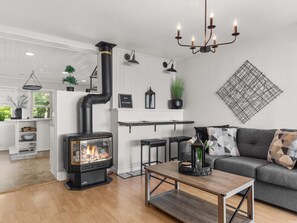 TV, fireplace